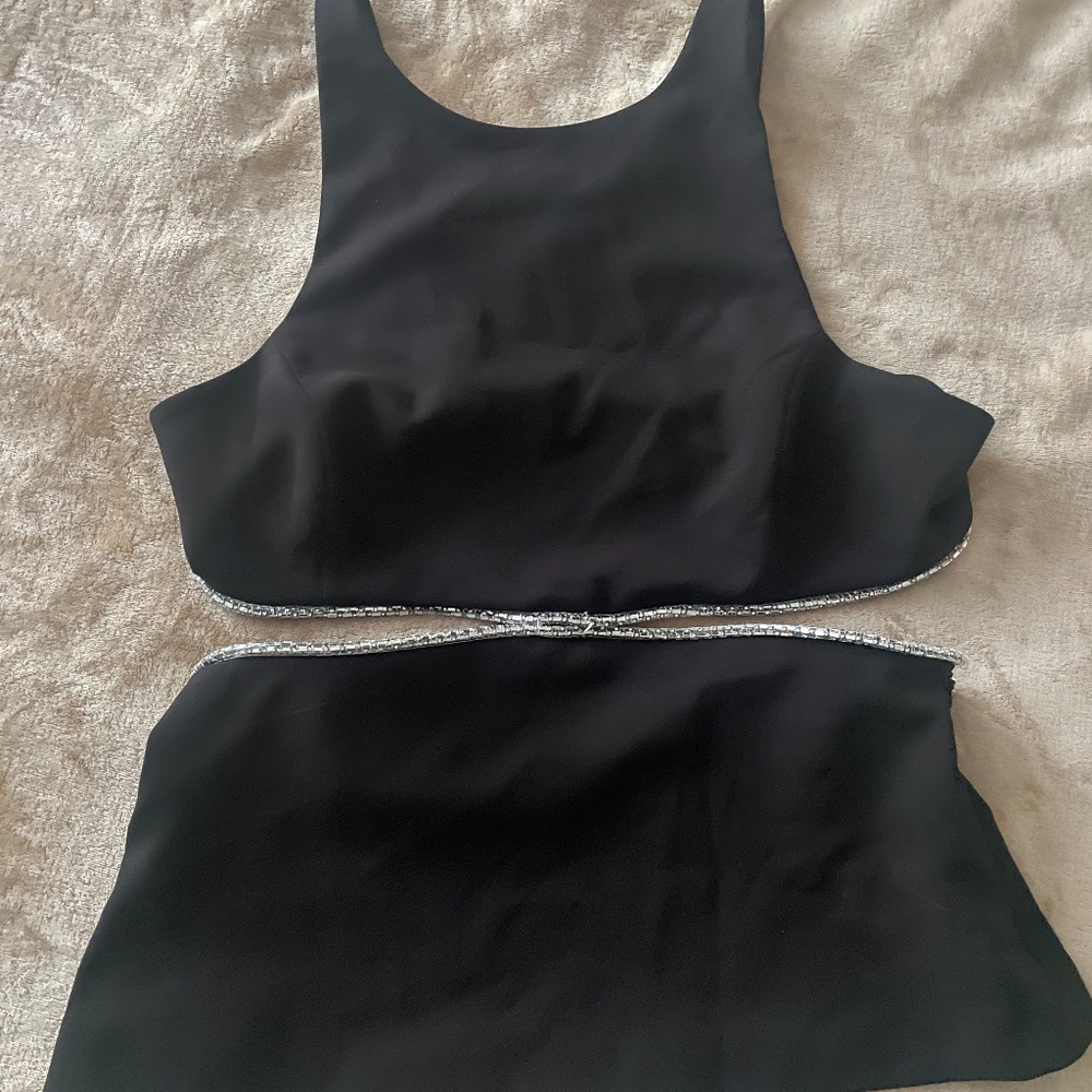 Zara Black Embellished Cut Out Top